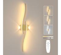 Goeco Applique Murale Intérieure, 89CM 29W Lampe Murale LED Longue avec Télécommande, 3000K-6500K, Luminaires LED avec 2 Tubes Lumineux pour Chambre à coucher Salon Cuisine, Doré