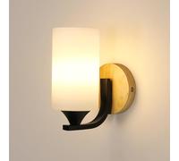 Goeco Applique Murale Intérieure Bois, Douille E27, Abat-jour en Verre