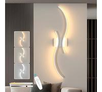 Goeco Applique Murale Intérieure Dimmable, 32W 80CM Longue Lampe Murale LED avec Télécommande, 3000K-6500K 2 Tubes Lumineux Ondulés Luminaire Applique LED pour Chambre Salon, Blanc