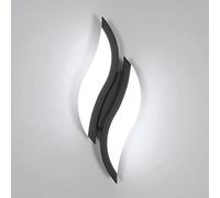 Goeco Applique Murale Intérieure LED, 12W Lampe Murale Moderne en Forme de Feuille Lumière Blanc Froid 6500 k Éclairage Luminaire Mural pour Salon Chambre Escalier, Noir