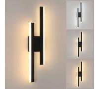 Goeco Applique Murale Intérieure LED 13W, 3 Température de Couleur Lampe Murale Moderne Acrylique, Luminaire Mural Noir pour Chambre, Salon, Couloir, Escalier