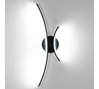 Goeco Applique Murale Intérieure LED, 18W 2000lm Lampe Murale Noir Moderne, Lumière Blanche Froide 6500k, Luminaire Mural LED pour Chambre à Coucher Hall d'Entrée Salon Escaliers, 58 cm