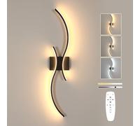 Goeco Applique Murale LED Dimmable, 32W 80CM Longue Lampe Murale Intérieure avec Télécommande, 3000K-6500K 2 Tubes Lumineux Ondulés Luminaire Applique LED pour Chambre Salon, Noir