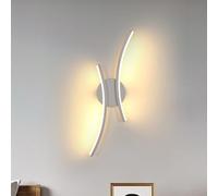 Goeco Applique Murale LED Interieur, 20W 44CM Lampe Murale Moderne Applique longue Acrylique, Lumière Blanc Chaud 3000K Créativité Incurvée Applique pour Salon, Chambre, Couloir, Blanc