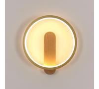 Goeco Applique Murale LED Intérieure, 15W 1600LM Lampe Murale LED Ronde Blanc Chaud 3000K, Luminaire Murale Moderne pour Chambre Salon Escalier Couloir, Couleur Bois