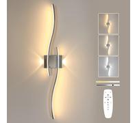 Goeco Applique Murale LED Intérieure, 89 cm 29W Lampe Murale Longue Dimmable avec Télécommande, 3000K-6500K, Luminaires Murale LED pour Chambre à coucher Salon Escalier Cuisine Corridors, Chrome