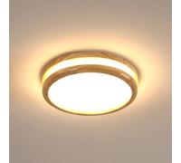 Goeco Luminaire Plafonnier LED Moderne 24W, 30CM Plafonnier Rond en Bois Naturel, Lampe de Plafond pour Chambre Cuisine Couloir Entrée, 3000 K Lumière Chaude