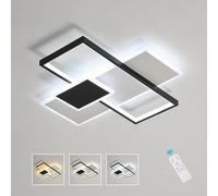 Goeco Lustre LED Moderne, 46W Plafonnier LED Dimmable Rectangulaire Avec Télécommande, Lampe de Plafond pour Chambres, Salons, Salles à Manger et Cuisines(Noir+Blanc)