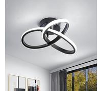 Goeco Lustre LED Plafonnier, Luminaire Plafonnier LED Moderne 22W 2500LM, Lustre Noire pour Chambre Salon Couloir, Diamètre 26cm, Lumière Blanche Froide 6500K