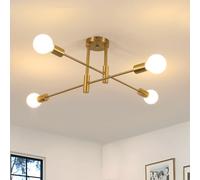 Goeco Lustre Plafonnier Sputnik Vintage Or, 4 Lumières Max. 60 W Douille E27 Lampe Suspension Industriel pour Salon Chambre Salle à manger, Ampoules Non Incluses, Diamètre 71 cm