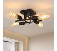 Goeco Lustre Plafonnier Vintage, Moderne Lustre Sputnik Industriel 4 Lumières E27 Base en Métal, Rétro Lampe de Plafond Noire pour Chambre à coucher, Salon, Salle à manger, Cuisine