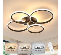 Goeco Plafonnier Dimmable LED, 39W 4387LM Moderne Lampe de plafond avec Télécommande 3000K-6500K, Ronde Luminaire Plafonnier Noir pour Salon, Salle à Manger, Cuisine, 69cm