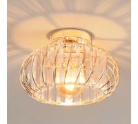 Goeco Plafonnier en Cristal, E27 Vintage Lampe de Plafond avec Design Cage, Doré Lustre Plafonnier pour Salon Cuisine, Chambre, Couloir