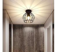 Goeco Plafonnier Industriel Vintage, Noir Luminaire Plafonnier Métal Cage Cube en Forme de Pastèque, E27 Lampe de Plafond Abat-jour Lustre Pour Couloir, Grenier, Balcon