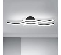 Goeco Plafonnier LED 18W, Lustre de Plafond Moderne avec 3 Barres Design Ondulé Lumineuses LED 6500K Lumière Blanc Froid, Luminaire Plafonnier Noir Intérieur pour Chambre à Coucher Salon Cuisine, Noir
