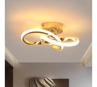 Goeco Plafonnier LED 22W, Lampe de Plafond Moderne 3000k Lumière Chaude, Luminaire Plafonnier Doré Créative en Forme de Fleur pour Balcon Salon Couloir Cuisine