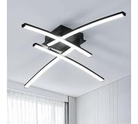 Goeco Plafonnier LED, 34W 74 CM Lampe de Plafond LED Moderne, 3800LM 6500K Lumière Blanche Froide Luminaire Lustre en Acrylique Noir avec 4 Tubes de Lumière pour Chambre à Coucher, Salon, Bureau