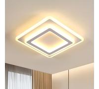 Goeco Plafonnier LED, 44W Lampe de Plafond Carré Moderne en Acrylique 3000k Lumière Chaude Luminaire Plafonnier LED pour Salon Cuisine Chambr à Coucher Couloir, Blanc