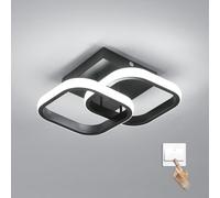 Goeco Plafonnier LED Carré, 22W Luminaire Plafonnier Moderne, 3000K &4500K & 6500K Dimmable, Lampe de Plafond Lustre Intérieur Noir pour Couloir, Balcon, Cuisine