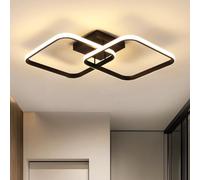 Goeco Plafonnier LED Carré, 50W 5600LM Luminaire Plafonnier Moderne 3000K Lumière Chaude Lampe de Plafond LED avec Abat-jour en Acrylique pour Salon Chambre Cuisine Balcon Salle Manger, Noir