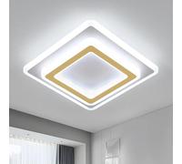Goeco Plafonnier LED Carré Moderne 44W 4950LM 6500K, Blanc+Or 30CM