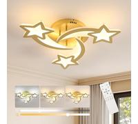 Goeco Plafonnier LED Dimmable, 30W 3000K-6500K Lampe de Plafond avec Télécommande, Créatif Étoile Design Luminaire Plafonnier Moderne Pour Chambre À Coucher Salon Salle À Manger Chambre D'enfant, Doré