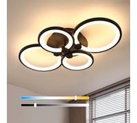 Goeco Plafonnier LED Dimmable, 42W 4725LM Lampe de Plafond Avec Télécommande, Moderne Luminaire Plafonnier pour Salon, Chambre à Coucher, Dimmable 3000K-6500K, Noir