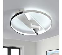 Goeco Plafonnier LED Dimmable, 42W Lampe de Plafond Moderne avec Télécommande 3000K-6500K, Plafonnier Rond Noir et Blanc pour Chambre Salon Cuisine Salle à Manger, Dia 48cm