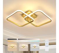 Goeco Plafonnier LED Dimmable, 50W 5625LM Moderne Luminaire Plafonnier avec Télécommande 3000K-6500K, Carré Lampe de Plafond Or pour Salon Chambre Cuisine, Dia 64CM