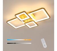 Goeco Plafonnier LED Dimmable avec Télécommande, 54W Lampe de Plafond Rectangulaire, 3000K-6500K, Or Luminaire Plafonnier Modern pour Chambre, Cuisine, Salon, Balcon