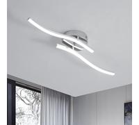 Goeco Plafonnier LED Intérieur 12W 1300LM 6500K 2 Barres, 52CM Argent | Lustre de Plafond Moderne en Acrylique Luminaire Plafonnier pour Chambre, Salon, Cuisine, Lumière Blanche Froide