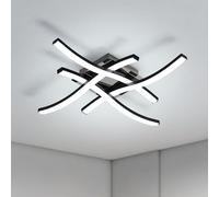 Goeco Plafonnier LED Intérieur 24W 2700LM 6500K 4 Barres, 46CM Noir | Lampe de Plafond LED Moderne Lumière Froide Luminaire Lustre Design Ondulé pour Salon, Chambre, Cuisine