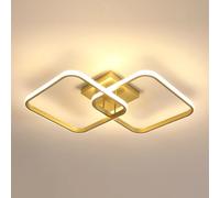 Goeco Plafonnier LED Intérieure, 42W 64 CM Luminaire Plafonnier Or avec 2 Flammes Carrées Lumière Chaude 3000K Lampe de Plafond Moderne en Acrylique pour Salon Chambre Salle à Manger