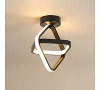 Goeco Plafonnier LED, Lampe de Lustre moderne noir Plafonnier de couloir carrée 24W 2700LM pour Couloir Balcon, 3000K Lumière blanche chaude, diamètre 22CM