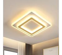 Goeco Plafonnier LED Modern, 44W Lampe de Plafond Doré Carré, Luminaire Plafonnier LED en Acrylique pour Salon Chambre Cuisine Coucher Couloir, Blanc Chaud 3000K