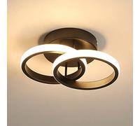 Goeco Plafonnier Led Moderne, 22W 2700LM Noir Rond Lampe de Plafond, 3000K Blanc Chaud Luminaire Plafonnier, 2 Anneaux Plafonnier en Acrylique pour Salle de Chambre, Cuisine, Salon, Balcon, Couloir