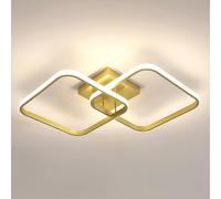 Goeco Plafonnier LED Moderne, 42W Lampe de Plafond Carré Doré, Luminaire Plafonnier LED en Métal Acrylique pour Salon Chambre Cuisine Salle de Bain, 4500K Lumière Neutre