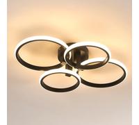 Goeco Plafonnier LED Moderne, 56W Lampe de Plafond Rond Design, Plafonnier Noir pour Salon Chambre Salle à Manger, 3000K Lumière Blanche Chaude