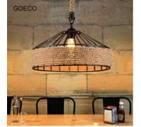 Goeco Vintage chanvre corde plafonnier industriel LED lustres rétro plafond lumières créatives pour Restaurant Bar café maison
