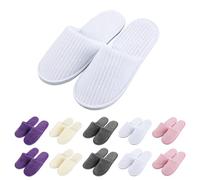 GOEDCH 10 paires de pantoufles en polaire corail : 5 couleurs pantoufles spa, pantoufles d'invités, pantoufles lavables en velours de coton unisexe, pantoufles d'hôtel pour le bien-être, les voyages