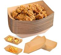 GOEDCH 100 Pièces Bols à Frites en Carton: Vaisselle Jetable Forme de Bateau Barquette avec Revêtement, Barquette Frite Étanche et à l'huile pour Frites, Collations, Macarons, Currywurst, Salade
