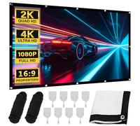 GOEDCH 100 Pouces Ecran Videoprojecteur: Écran de Projection 4k 16: 9 HD Anti-Plis, Toile Videoprojecteur Manuel Portable Pliable Extérieur pour Cinéma Maison, Fête, Nuit de Cinéma, Commercial