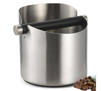 GOEDCH 11 × 8 × 8 cm - Récipient de tapotement pour porte-filtre, boîte à boutons en acier inoxydable, base en silicone antidérapante et levier de frappe amovible - Compatible avec les machines