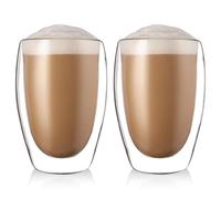 GOEDCH 2 Pièces 450 ml Tasses Double Paroi: Tasse Cappuccino Verre Double Paroi, Tasse Double paroi Verre, Mug Verre Café Borosilicate, Tasse a Thé Latte Cappuccino pour Noël, Anniversaire, Thé