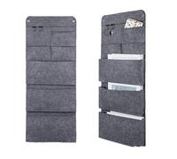 GOEDCH 2 pièces feutre sac porte rangement suspendu : 32 x 5 x 80 cm organisateur suspendu avec 6 poches et 2 crochets, sac de rangement mural pour portes, salles de bains, couloirs, bureaux (gris)