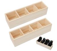 GOEDCH 2 pièces porte-stylo en bois : porte-stylo en bois avec 4 compartiments, porte-stylo pratique pour stylos, crayons et ciseaux pour le bureau et la maison Design écologique