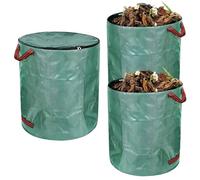 GOEDCH 3 Pièces Sacs de Jardin: 120L Sacs à Déchets de Jardin, Sac Déchets Verts avec Poignées, Sac Jardinage Dechets, Sac Végétaux Jardin, Pliable et Réutilisable pour Ramasse Feuilles, Jardin