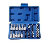 GOEDCH 34 Pièces Coffret douilles torx femelle: douilles hexagonales Torx professionnelles, clés à douille Torx intérieures et extérieures pour atelier automobile, pour l'automobile et l'industrie (21