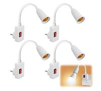 GOEDCH 4 Pièces Support de Lampe E27: Base de Lampe de Table à LED avec Col de Cygne 360 Degrés, Pince E27 Câble Long avec Interrupteur Et Fiche, Sans Ampoule pour Plantes, Aquariums, Table