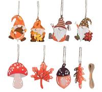 GOEDCH 48 pièces Décoration d'automne à suspendre : décoration d'automne à suspendre avec ficelle, kit de décoration d'automne en bois pour Thanksgiving et décoration de fenêtre, décoration en bois